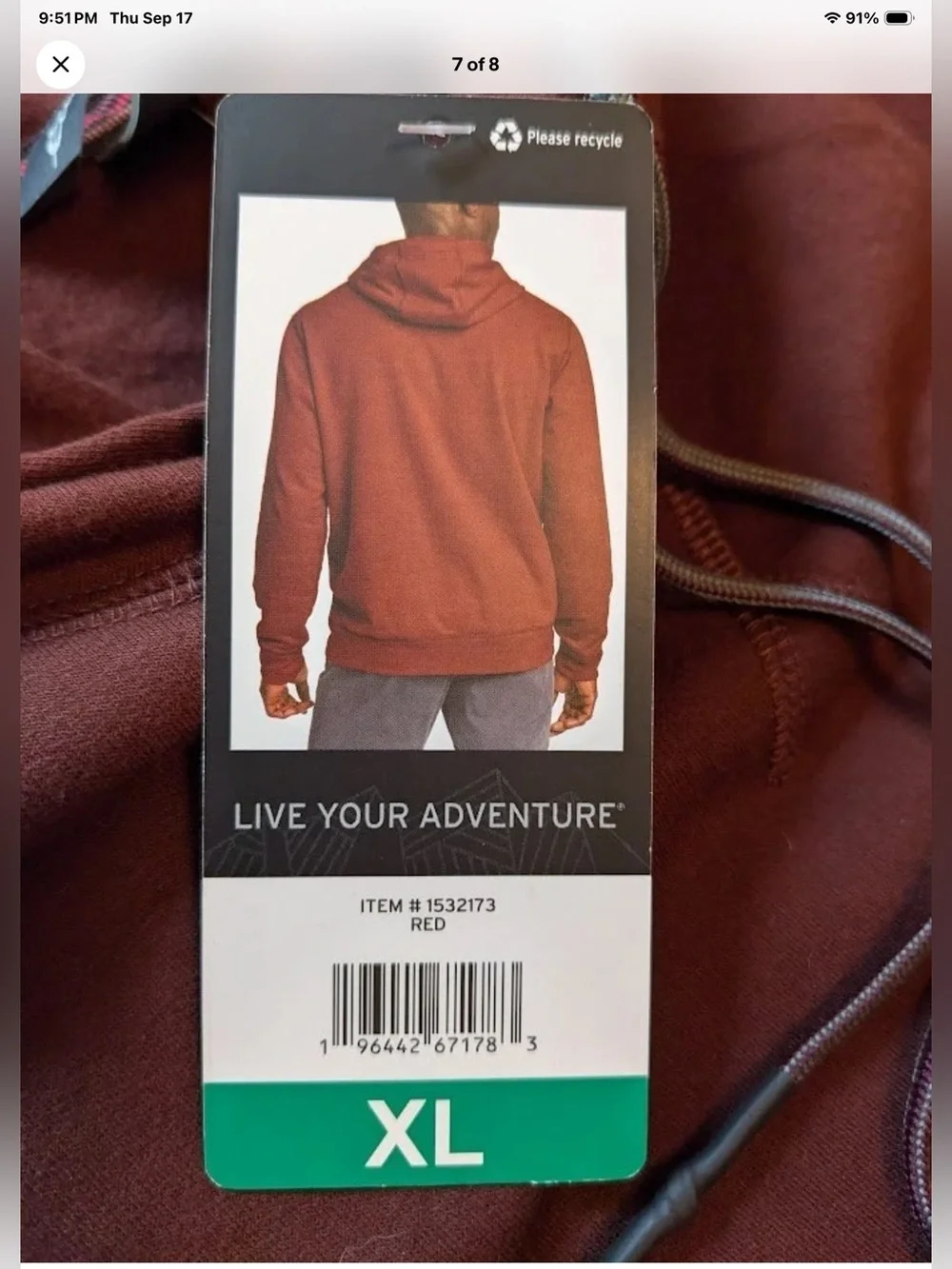 Eddie Bauer Men’s Pullover Kangaroo Pocket Hoodie Red XL